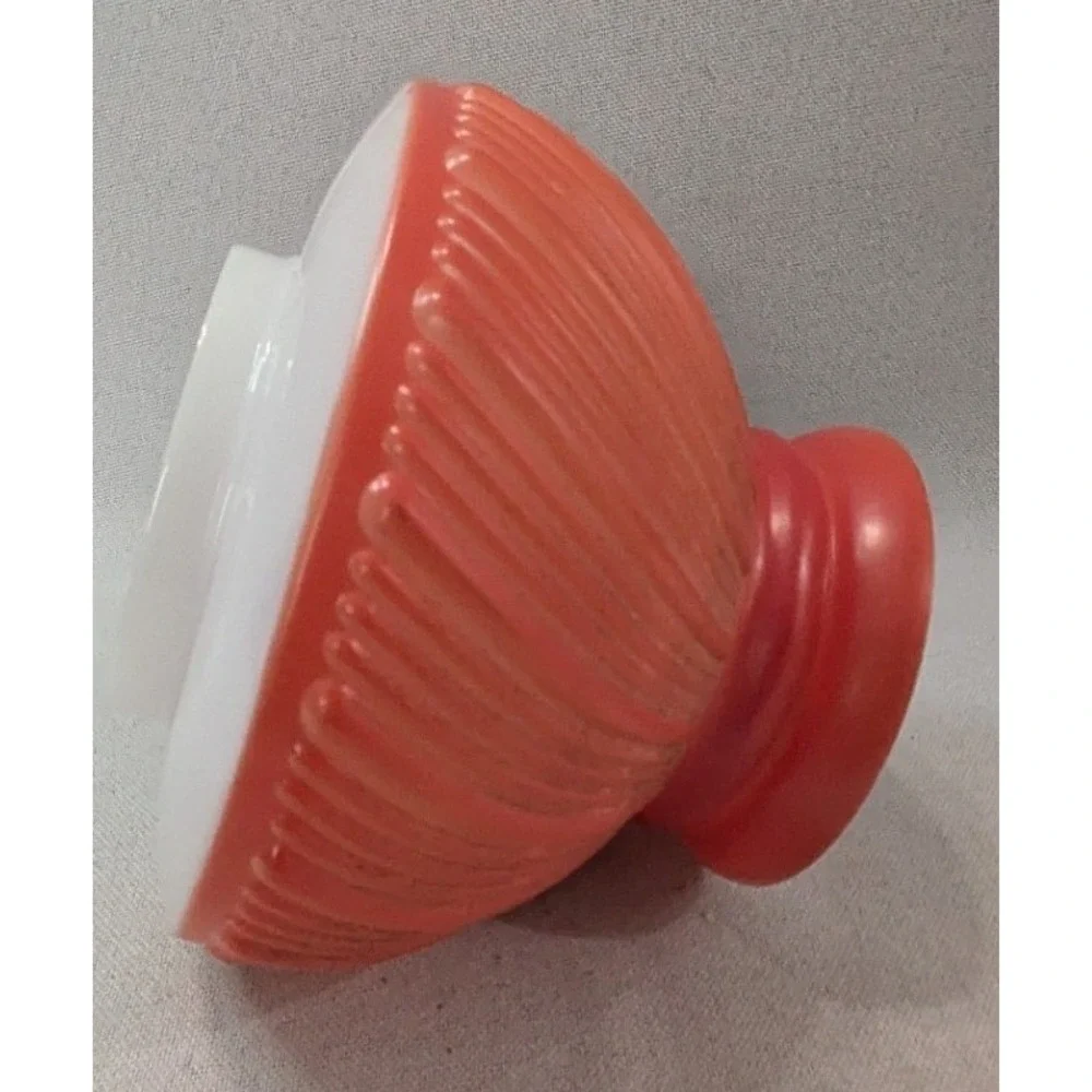 Vintage Cased Glass Lamp Shade Coral Pink Swirl Ribbed Satin Finish 3.25 Fitter